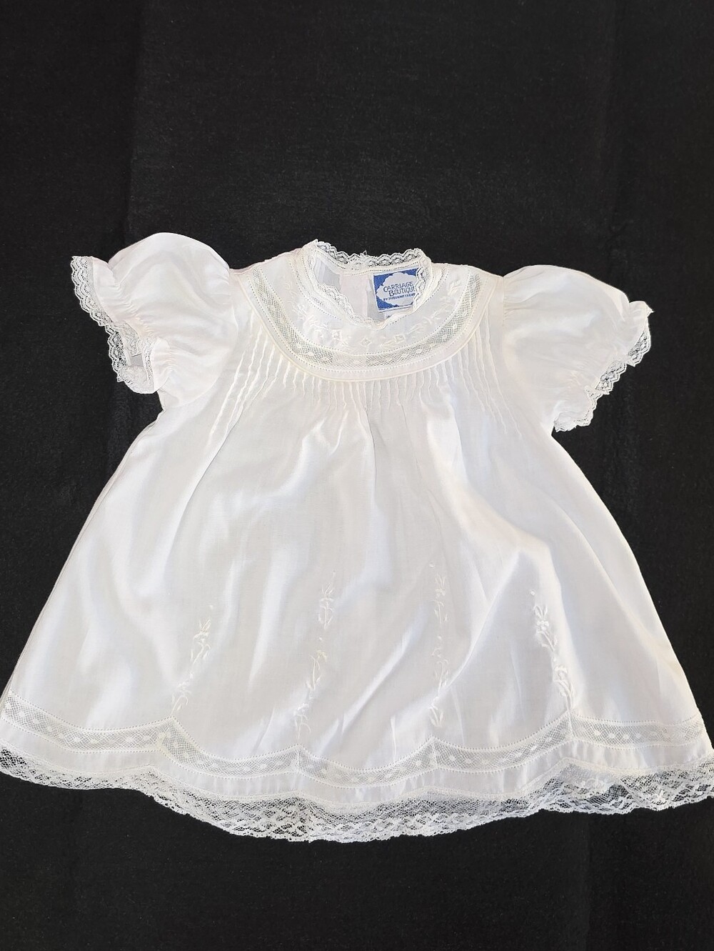 Carriage Boutiques Vintage White Lace Dress Gown 3M Friedknit Creations Baptism